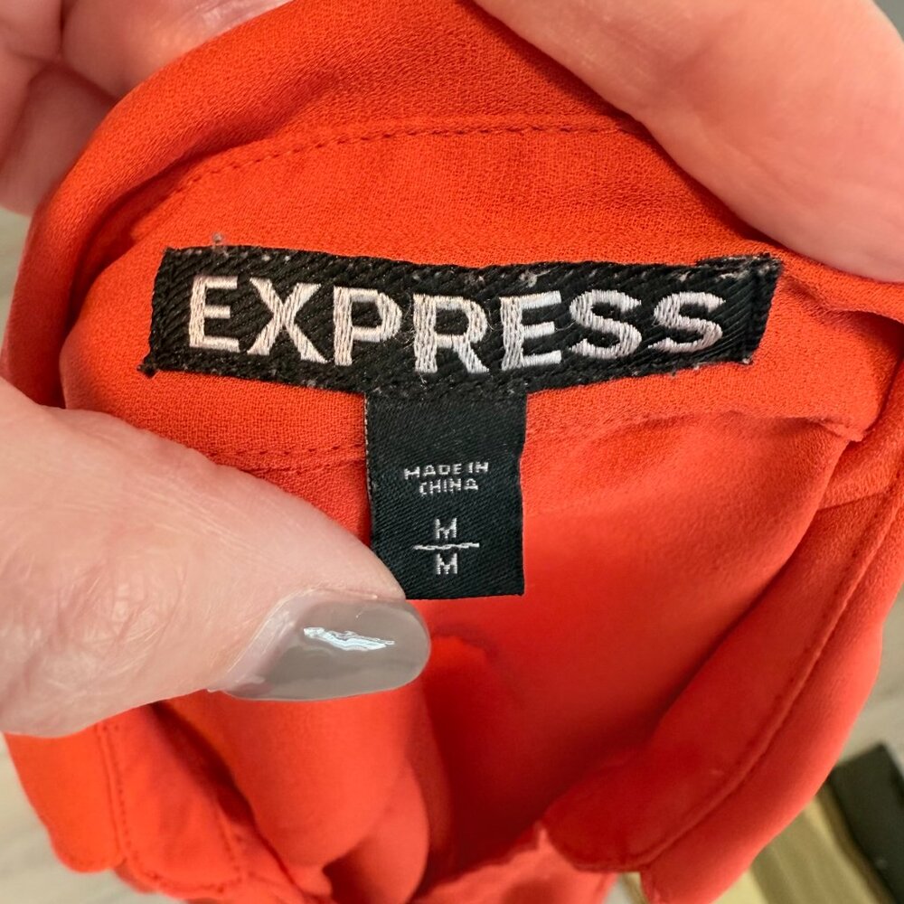 Express Portofino Button-Down Blouse – Bright Orange, Size Medium 🧡✨ - Picture 7 of 13